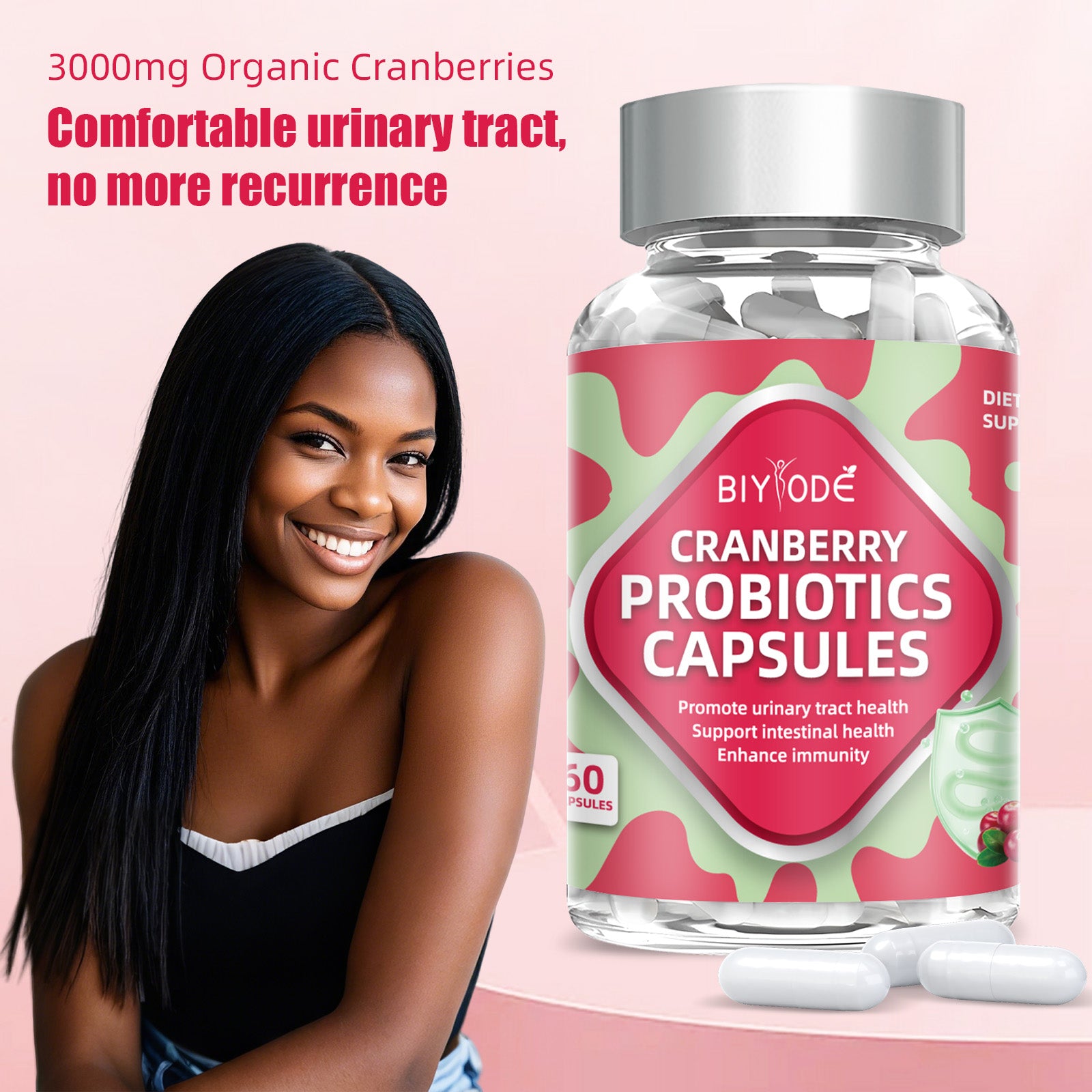 Biyode Effective Formula Ready Stock Fast Shipping Wholesale Cranberry Probiotic Capsules